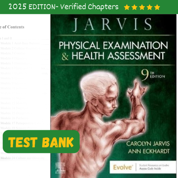 Test Bank for Physical Examination and Health Assessment 9th Edition Jarvis